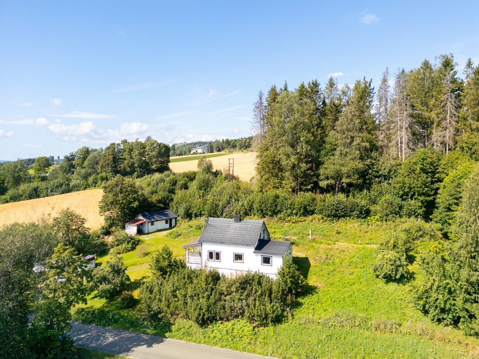 Eiendommen ligger i skrånende terreng - flott utsikt til nærområdet og Mjøsa Galleribilde