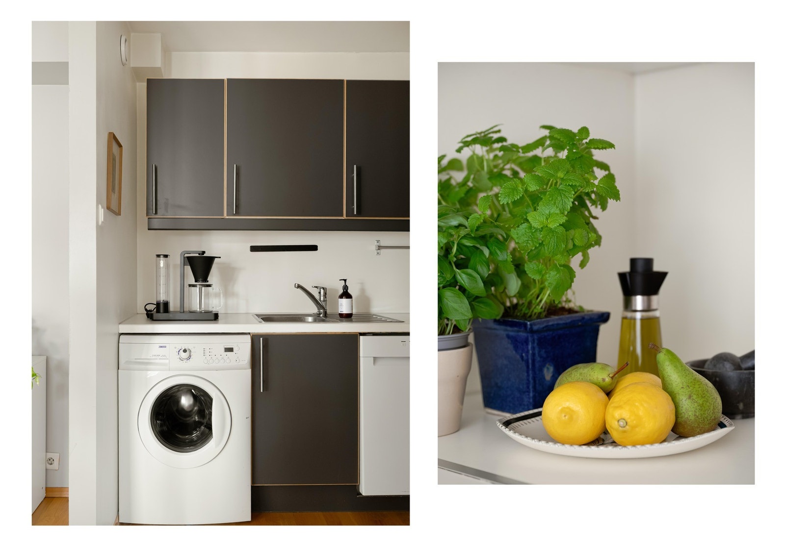 Kjøkkenet har mye skapplass i både over- og underskap. Ellers er det godt med benkeplass også. Galleribilde