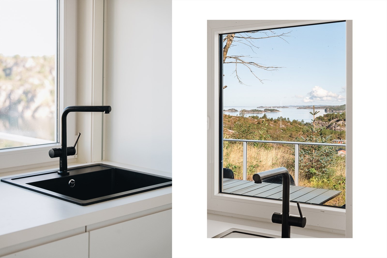 - Laminat benkeplate med nedfelt sort vask - Galleribilde