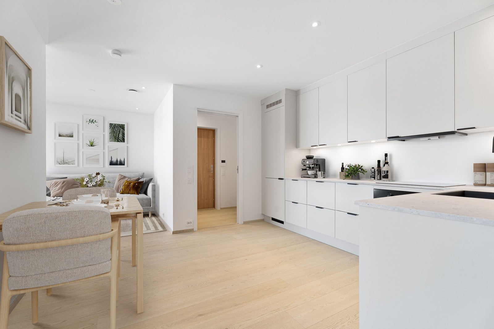 Lys og åpen stue/ kjøkken løsning. ( Bildet er digitalt stylet/ møblert ) Galleribilde