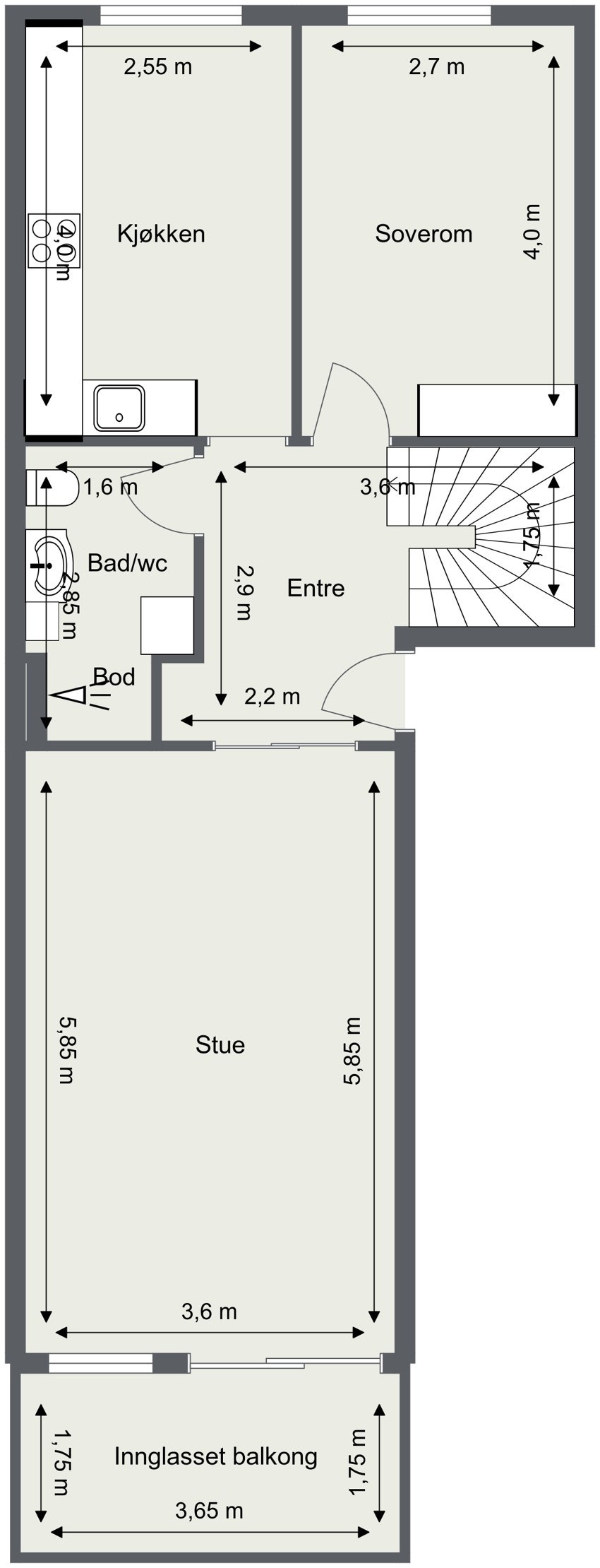 Plantegning 1.etg Galleribilde