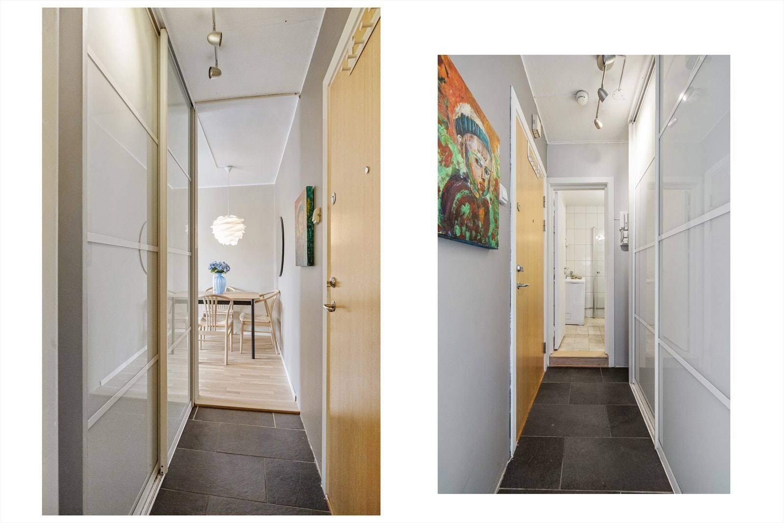 I gangen er det rikelig med oppbevaringsplass i innholdsrik skyvedørsgarderobe. Galleribilde