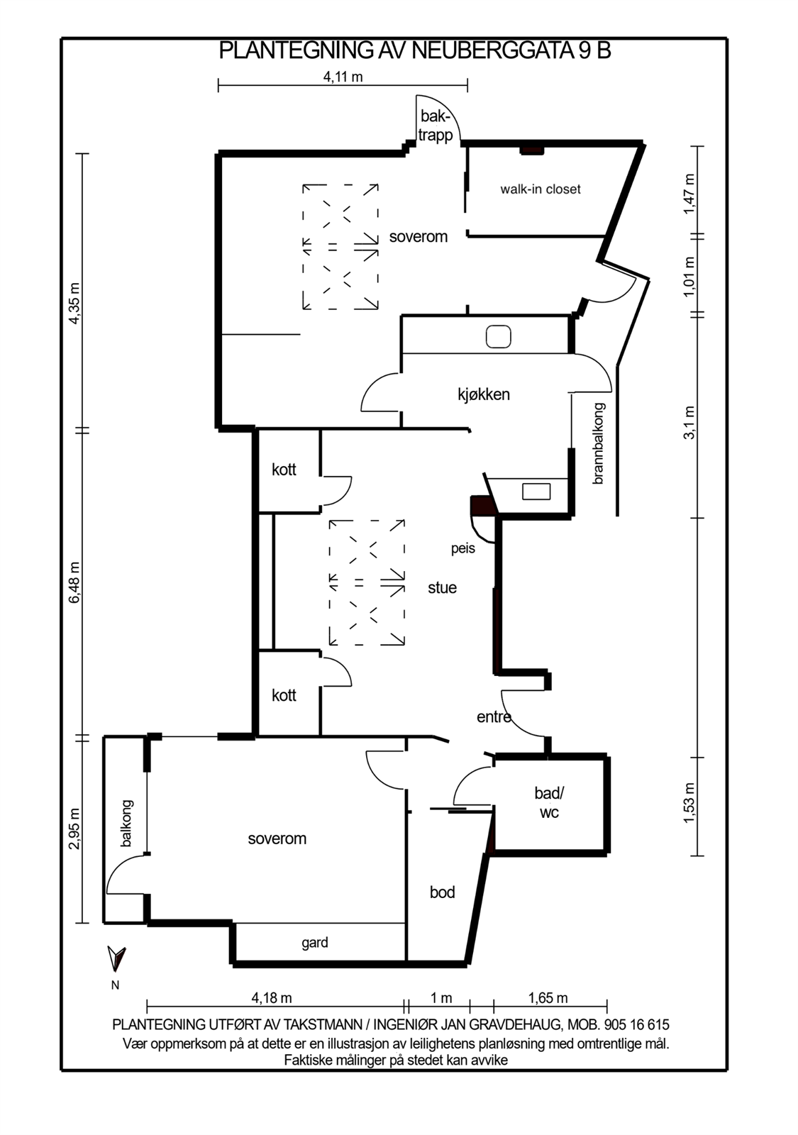 Plantegning Neuberggata 9B. Galleribilde
