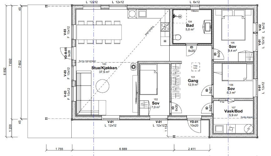 Planløsningen til hytta Galleribilde