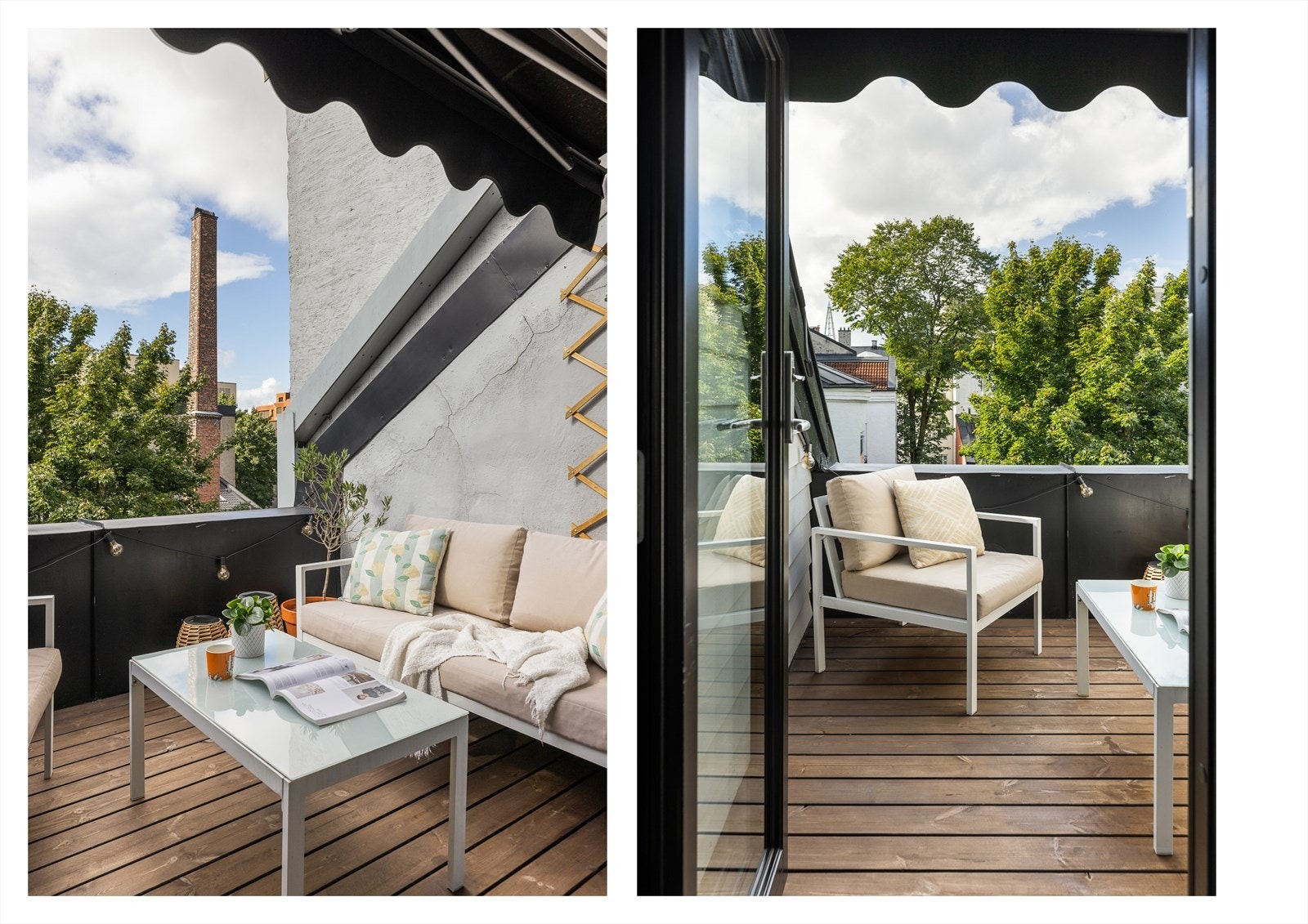 Fra stuen er det utgang til en herlig og skjermet sør/vestvendt takterrasse på 6.6 m² med gode solforhold. Galleribilde