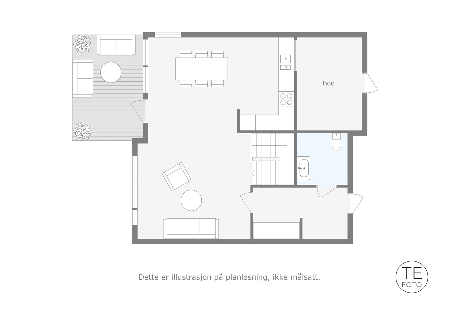 Plantegning hovedetasje. Galleribilde