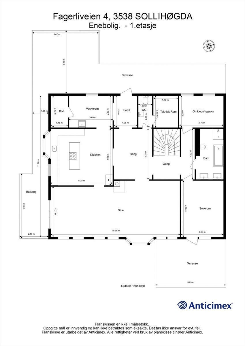 Vi begynner med plantegningen for å orientere oss litt. Galleribilde