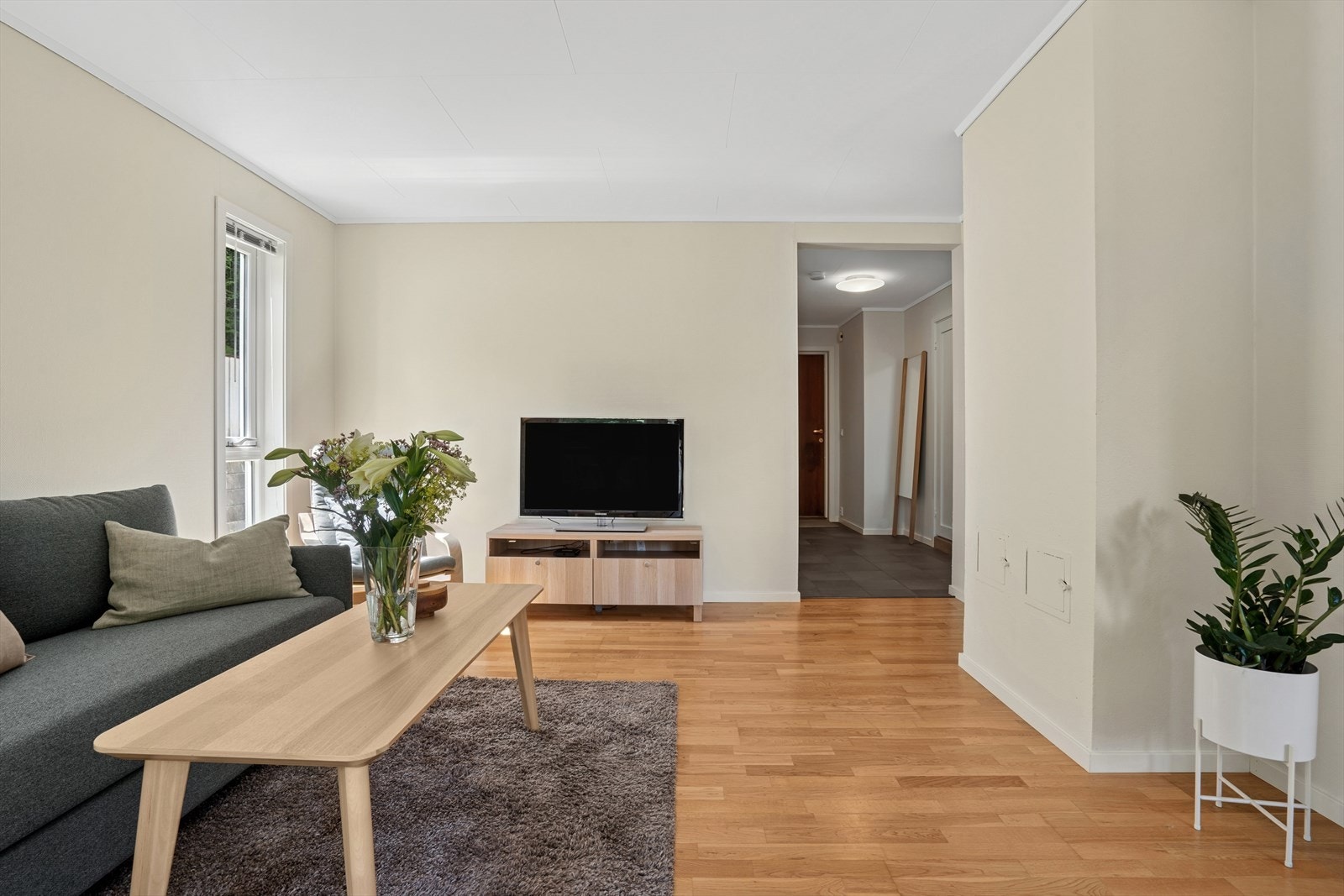 Her er det god plass til sofagruppe og tv-møblement. Galleribilde