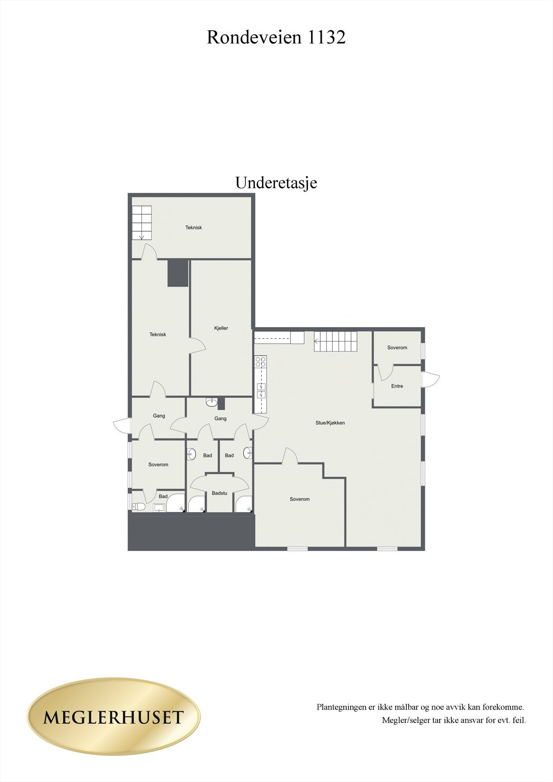 Plantegning underetasje 2D. Galleribilde