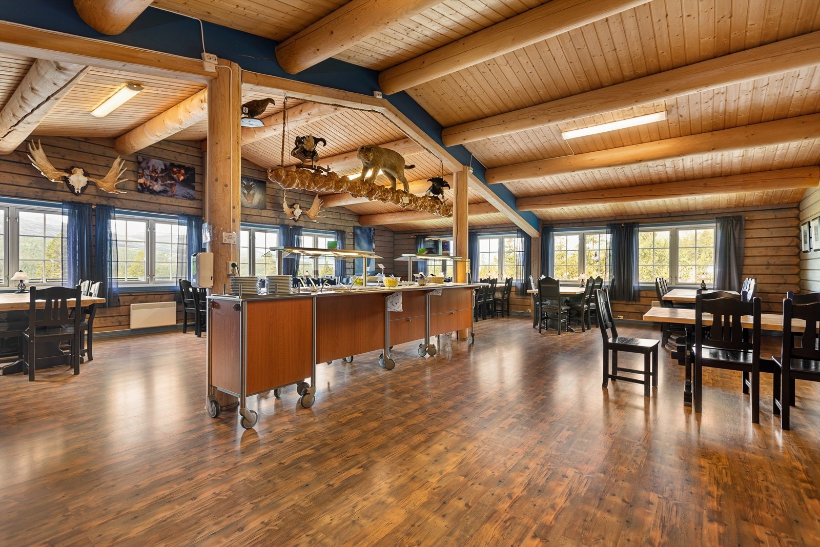 Sohlbergstua - tilrettelagt med sitteplasser og buffet i midten. Galleribilde