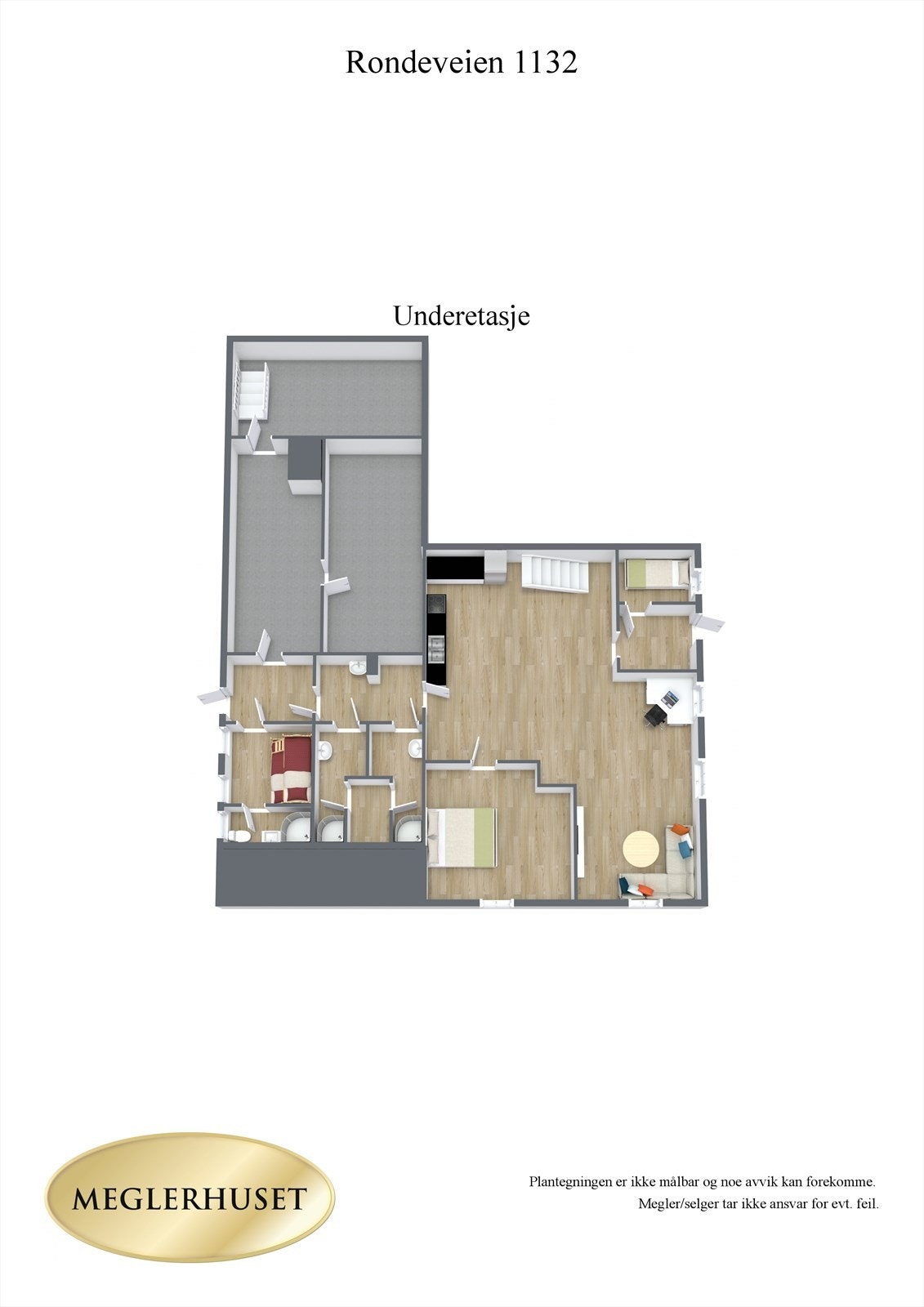 Plantegning underetasje 3D. Galleribilde