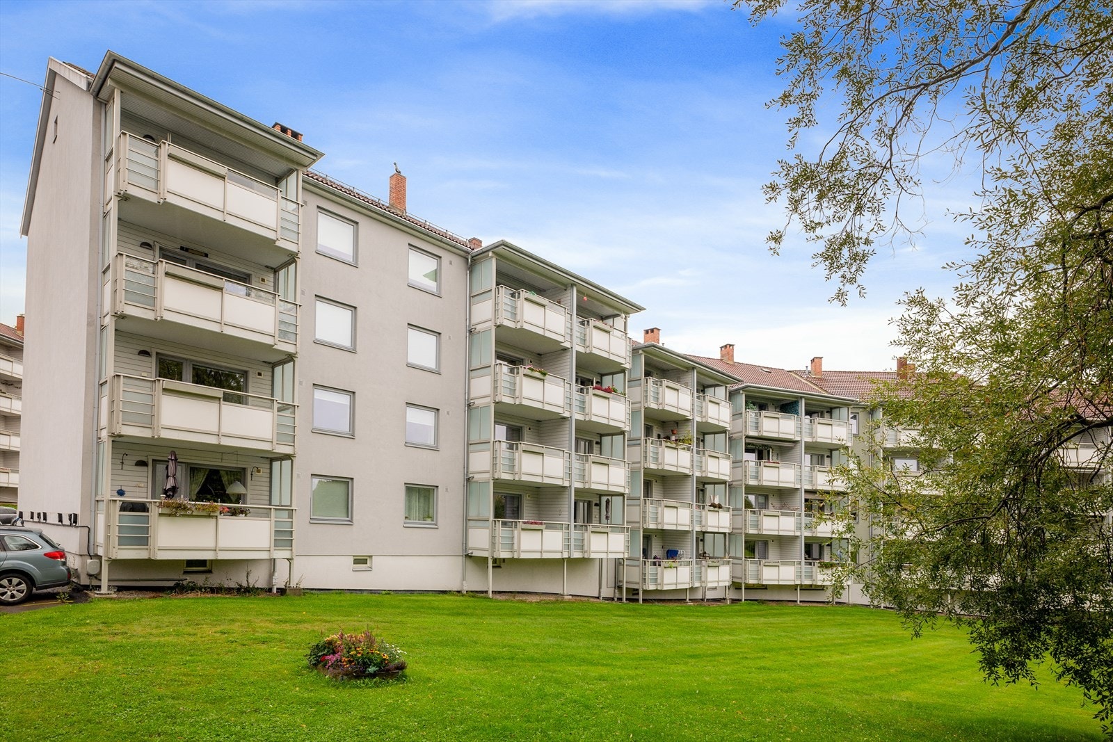Velholdt bygård med fasader som ble rehabilitert og etterisolert i 2011-2013. Galleribilde