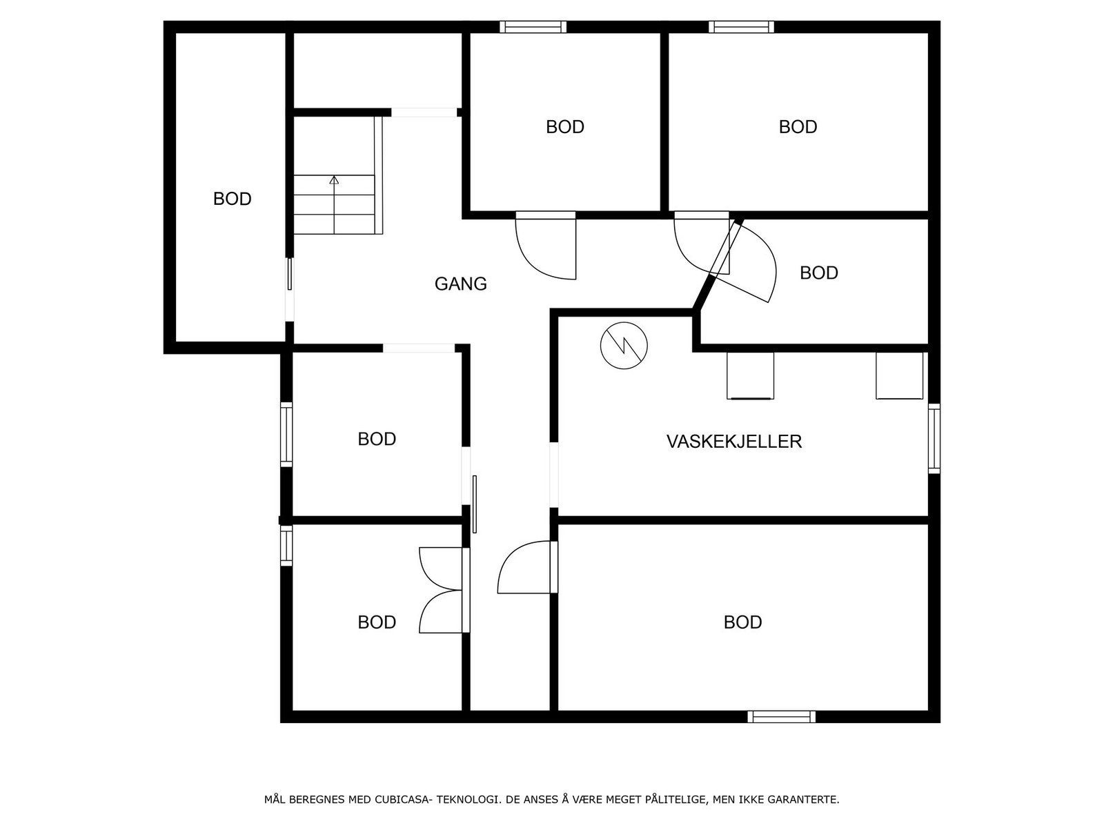 Veiledende planskisse kjeller. Det er rikelig lagrings-/ oppbevaringsplass. Galleribilde
