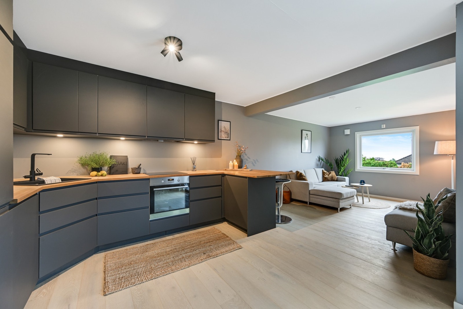 Stue/kjøkken ligger i åpen løsning Galleribilde