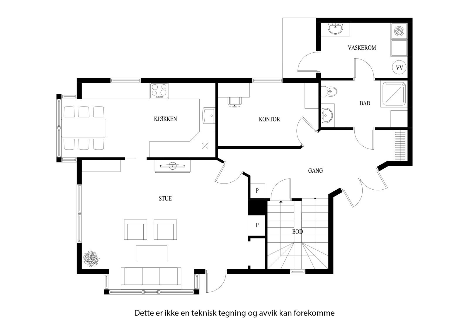 Planløsning 1. etg Galleribilde