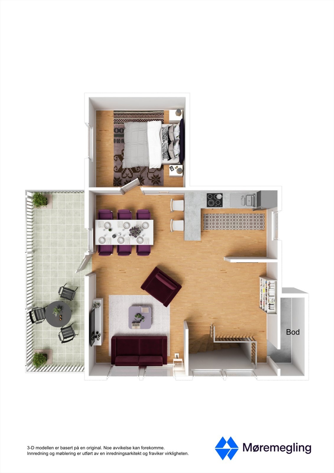 Plantegning loft nr 19 - 3D Galleribilde