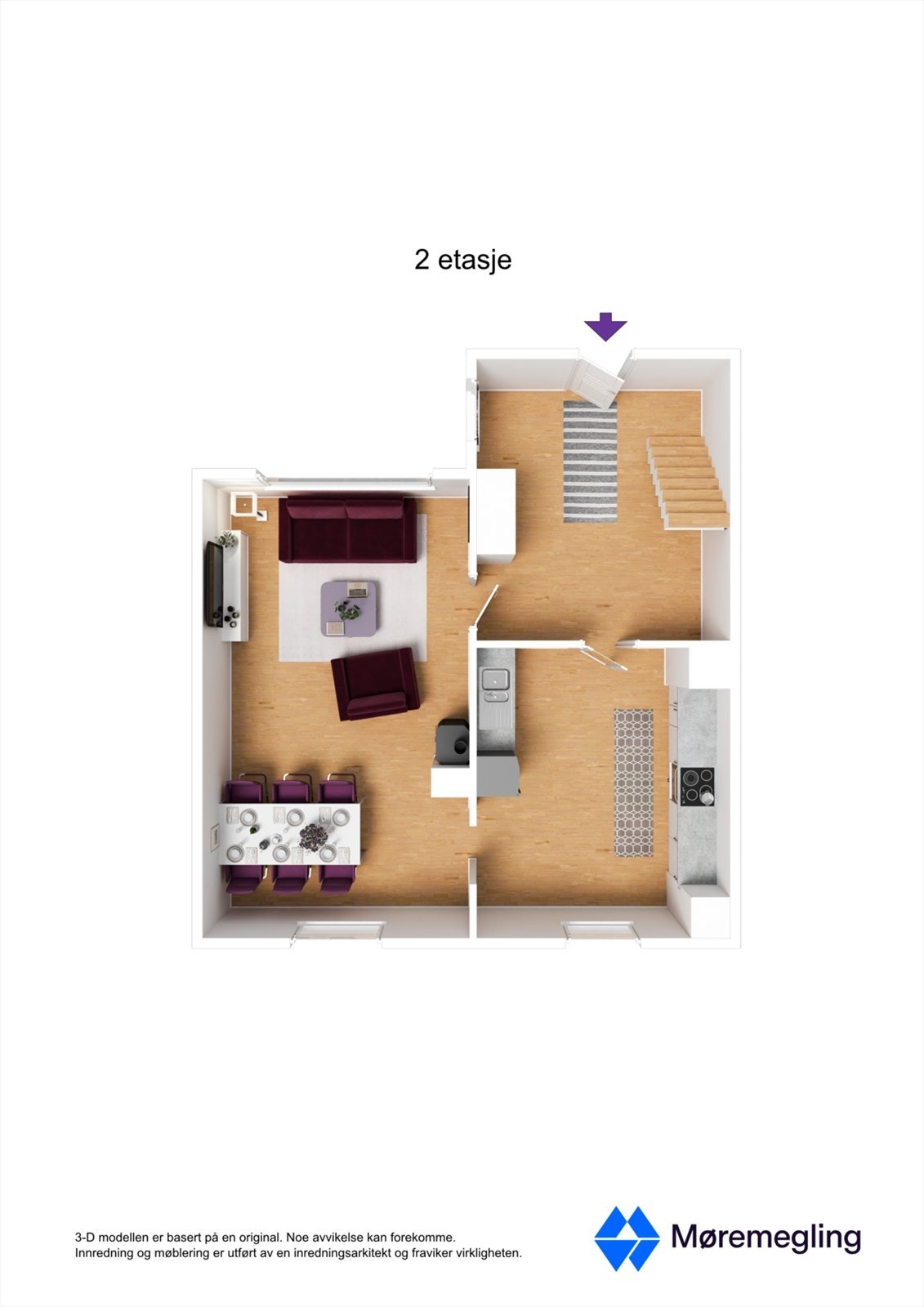 Plantegning 1. etasje nr 21 - 3D Galleribilde