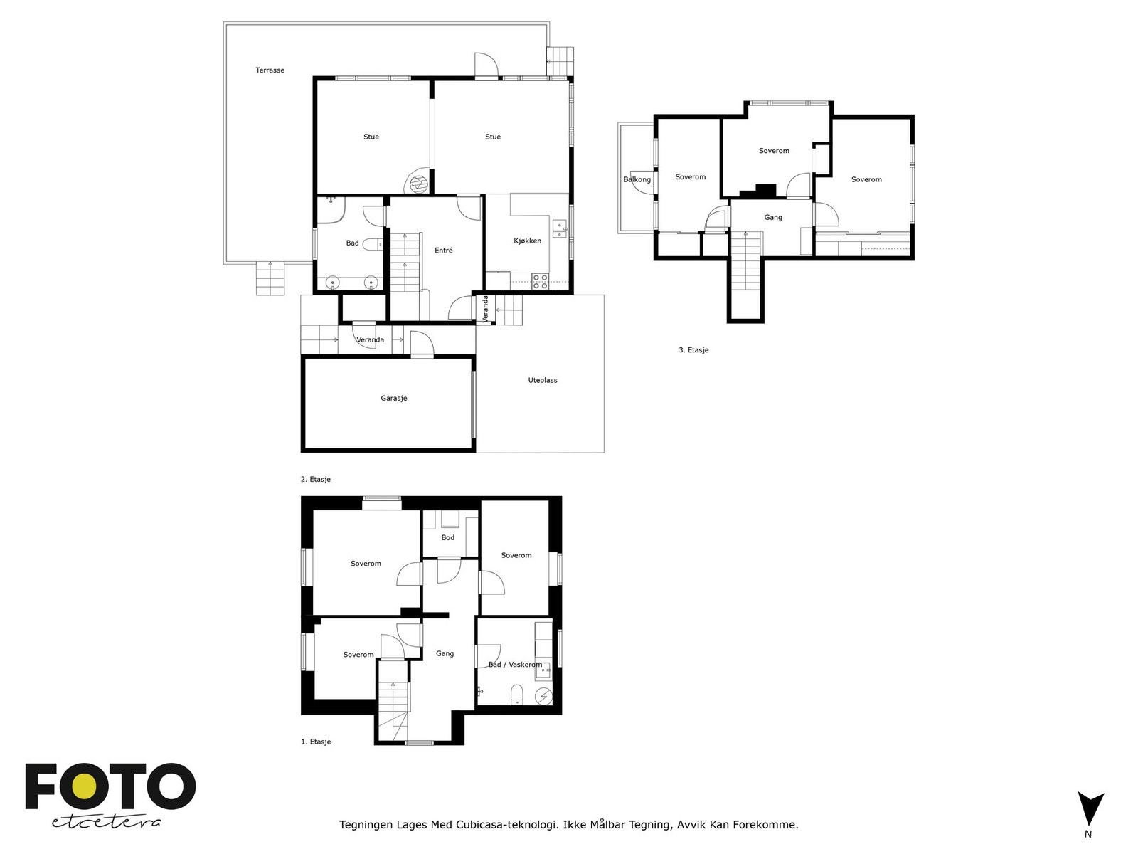 Plantegning over alle tre etasjene. Galleribilde