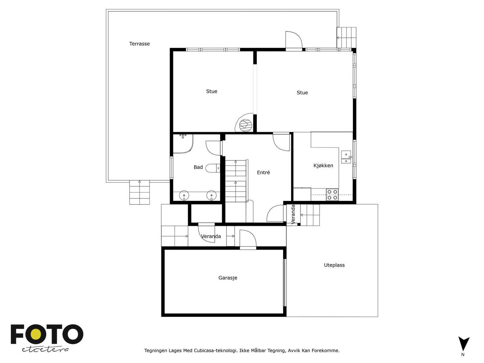 Vi starter i boligens 1. etasje. Plantegning av etasjen. Galleribilde
