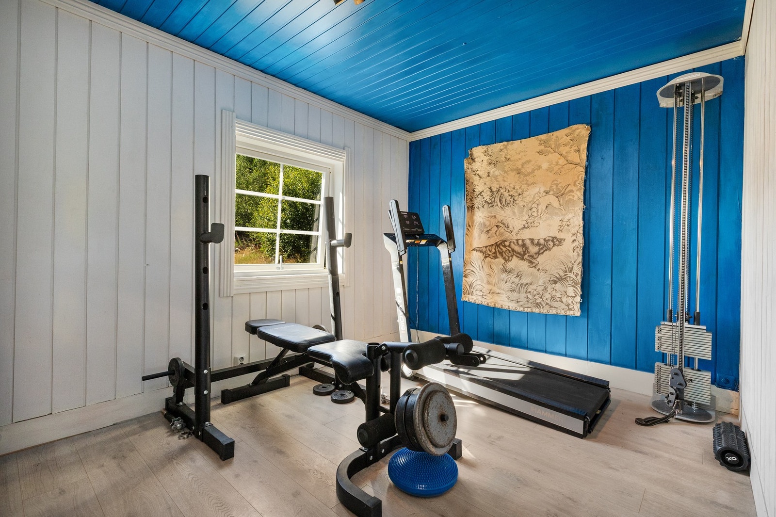 Boligen har to soverom - dette rommet er i dag brukt som treningsrom Galleribilde