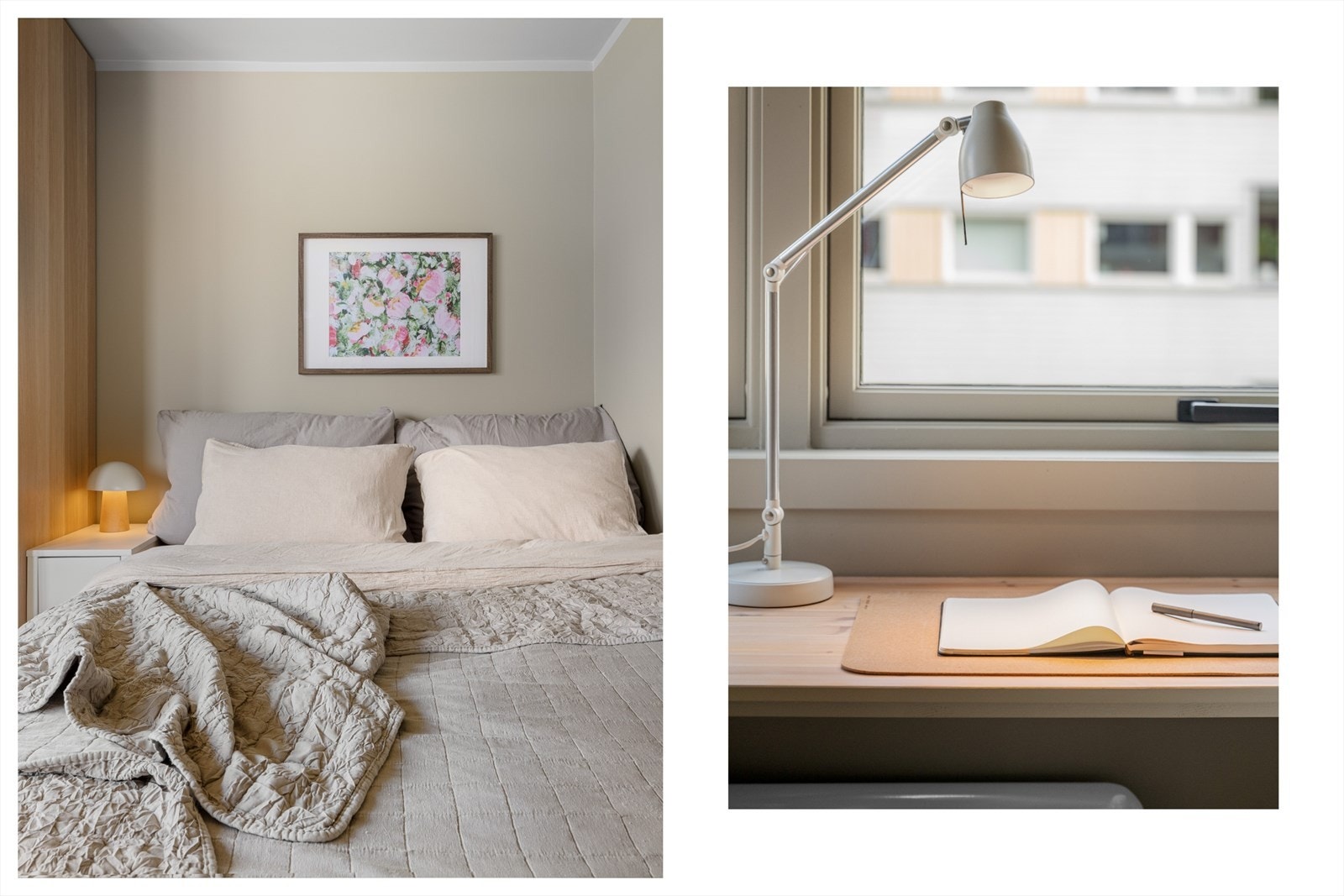 Det er god plass til en dobbelseng i tillegg til garderobe og kontorløsning. Galleribilde