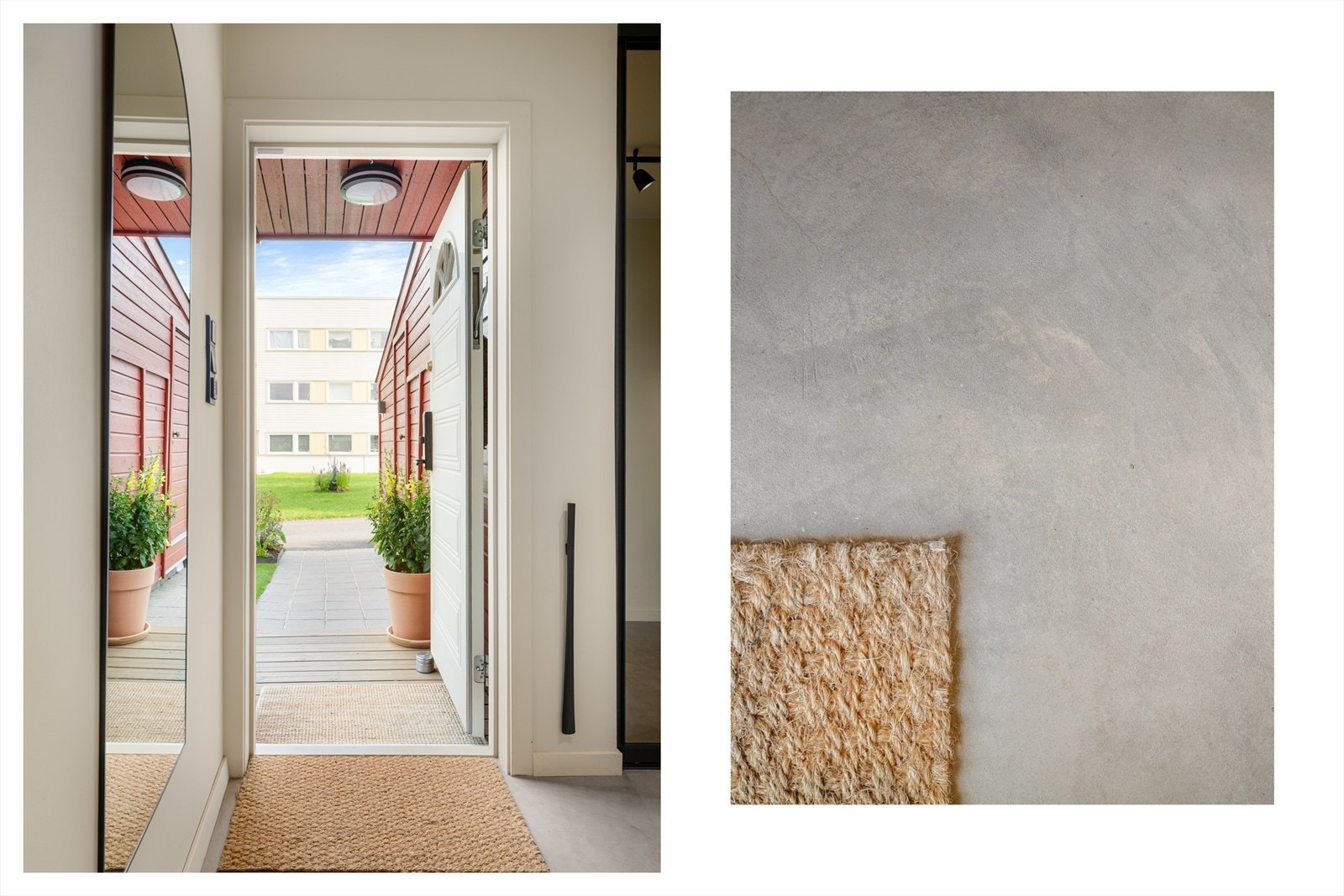 Det åpne og luftige inngangspartiet gir et svært godt førsteinntrykk. Det er lagt mikrosement med behagelig varme i gulvet. Galleribilde