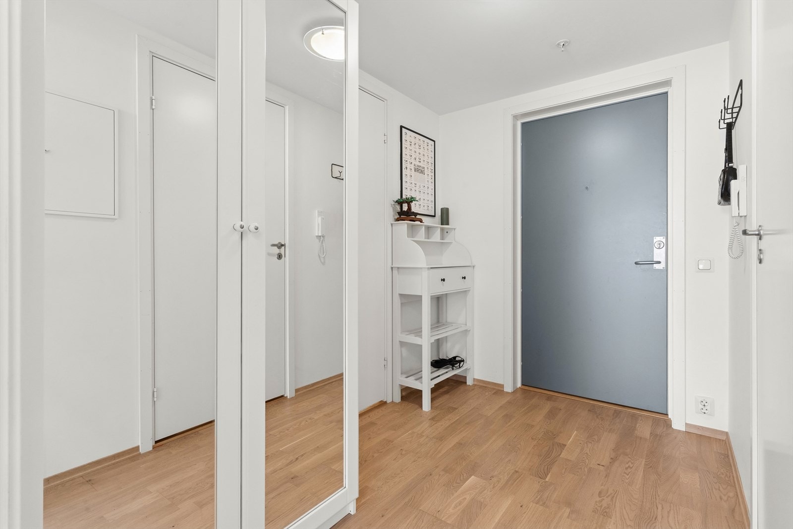Velkommen inn! Leiligheten ønsker deg velkommen med et lyst og innbydende inngangsparti som gir en god førstefølelse. Galleribilde