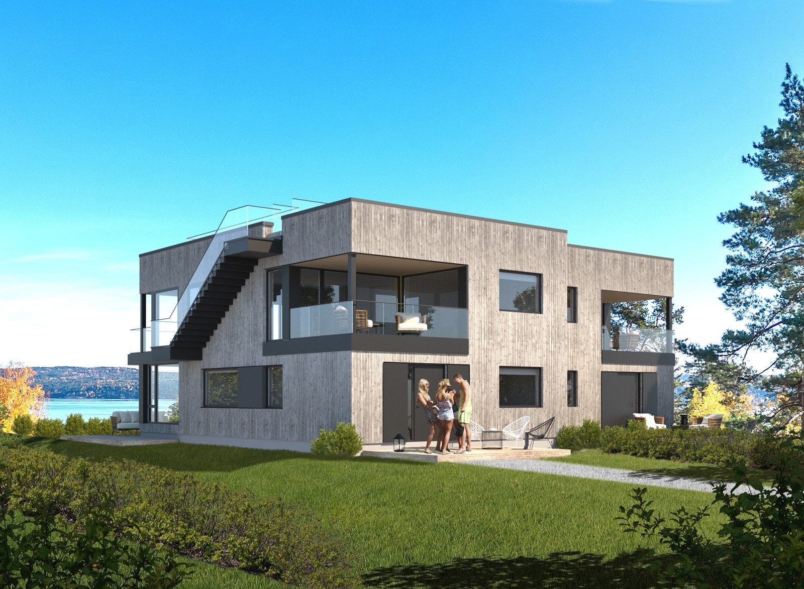 Tenkt tomannsbolig med flott utsikt Galleribilde