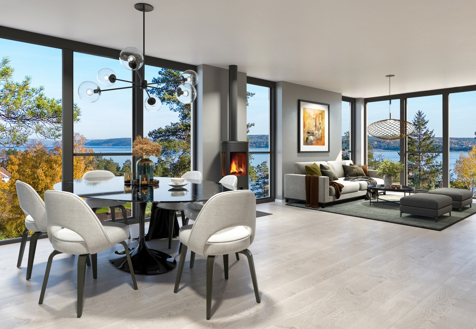 Stuen av tenkt tomannsboligen Galleribilde