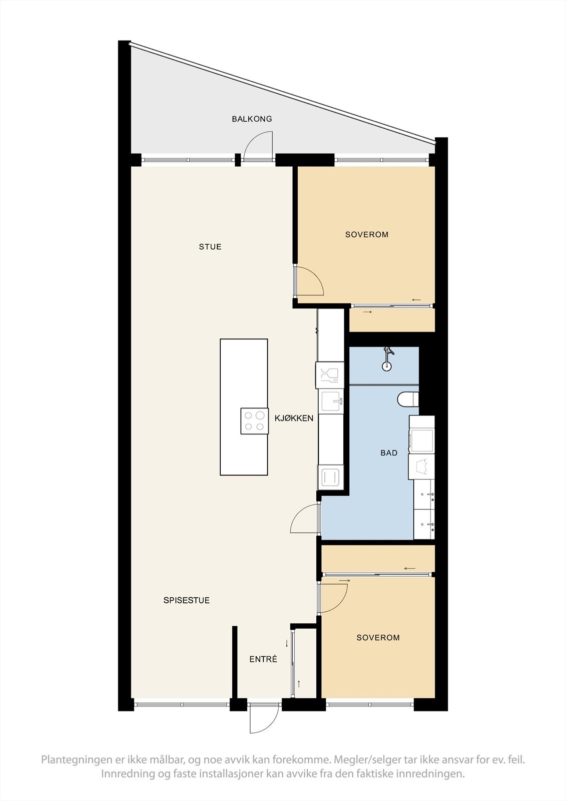 Leiligheten rommer hele 87 m² og byr på en svært generøs og gjennomtenkt planløsning der hvert rom har rikelig med plass. Som gjennomgående leilighet får du også herlig gjennomlufting på varme sommerdager. Galleribilde