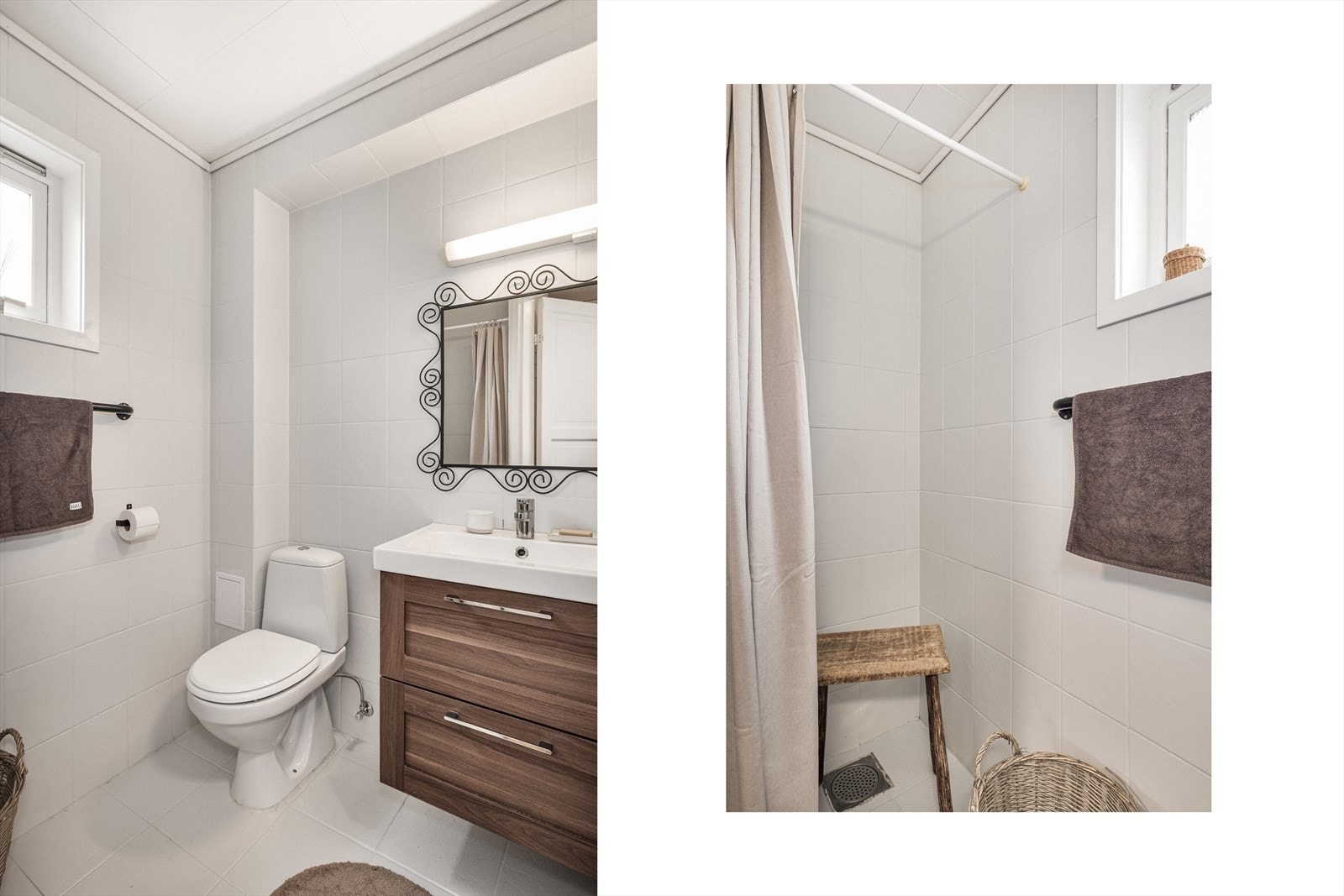 Huset har to bad, praktisk med ett i hver etasje. Badet i 1 etasje er 3 kvm Galleribilde