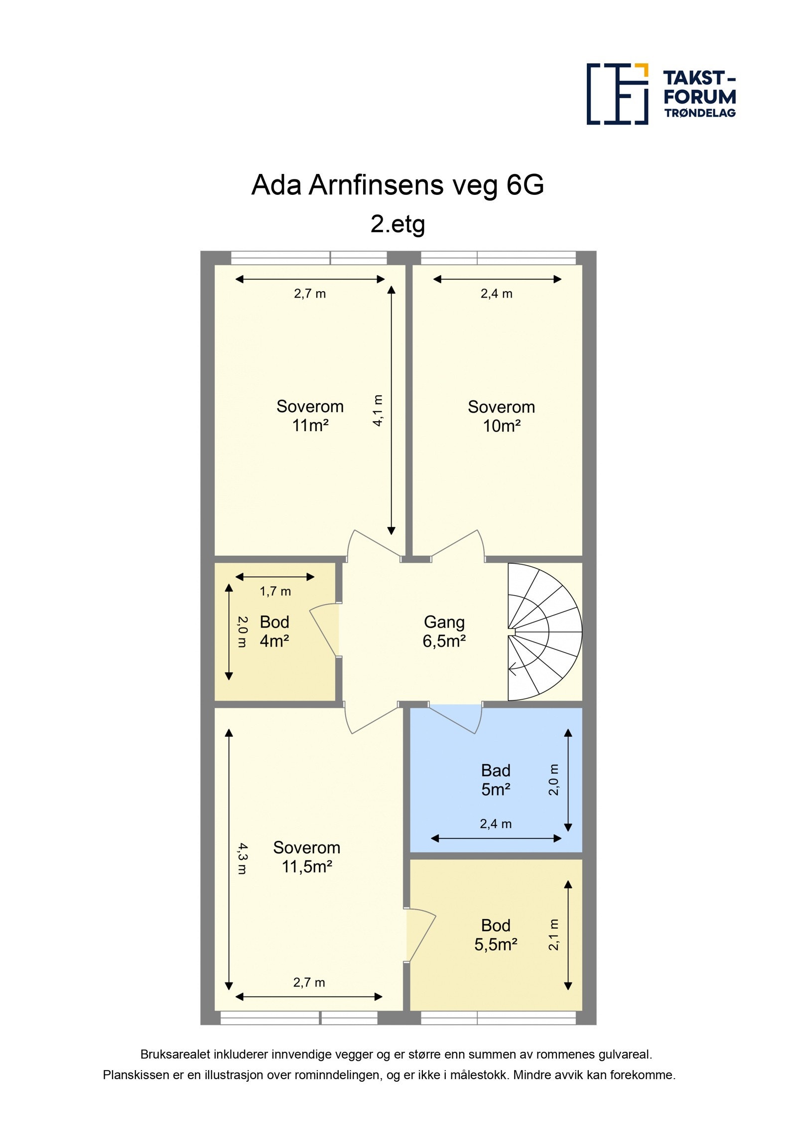 Planskisse fra takstmann over 2. etasje. Galleribilde