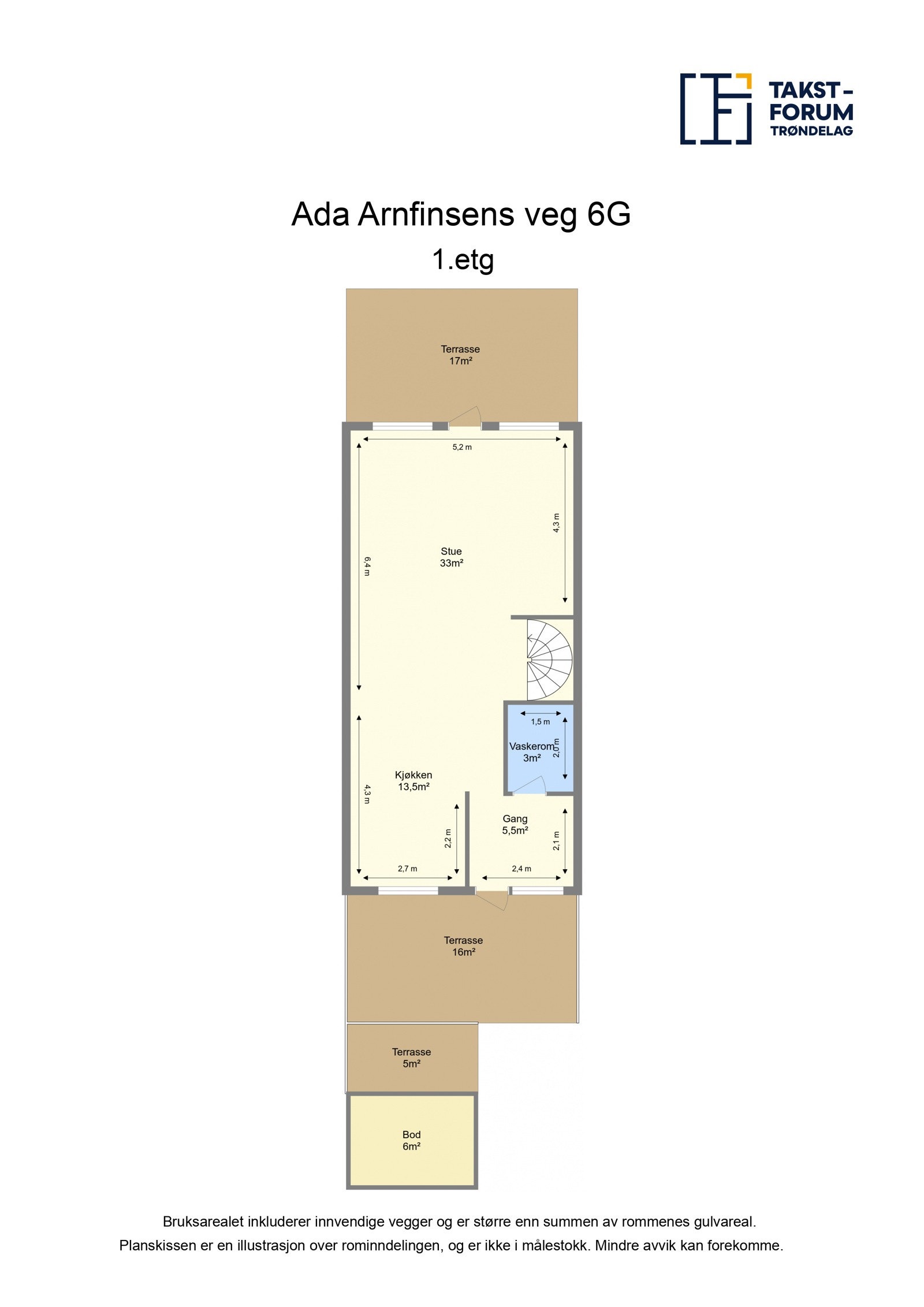 Planskisse fra takstmann over 1. etasje Galleribilde