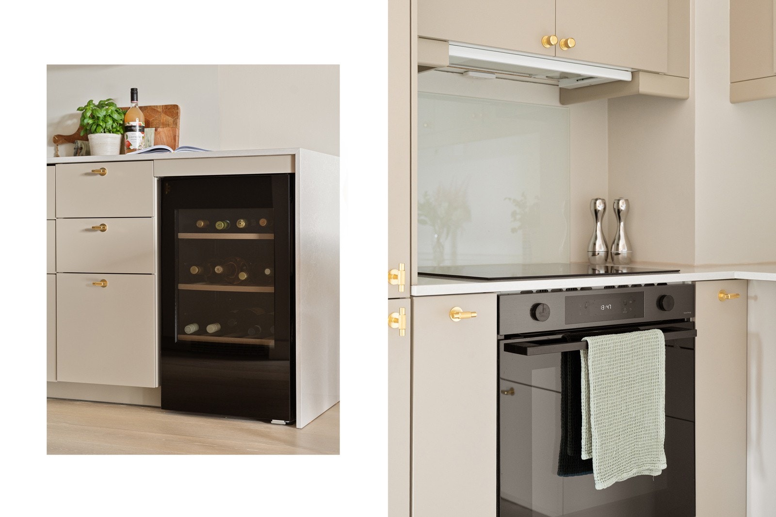 Kjøkkenet har opplegg for platetopp, oppvaskmaskin, stekeovn, vinskap og kombi kjøl/frys. Galleribilde