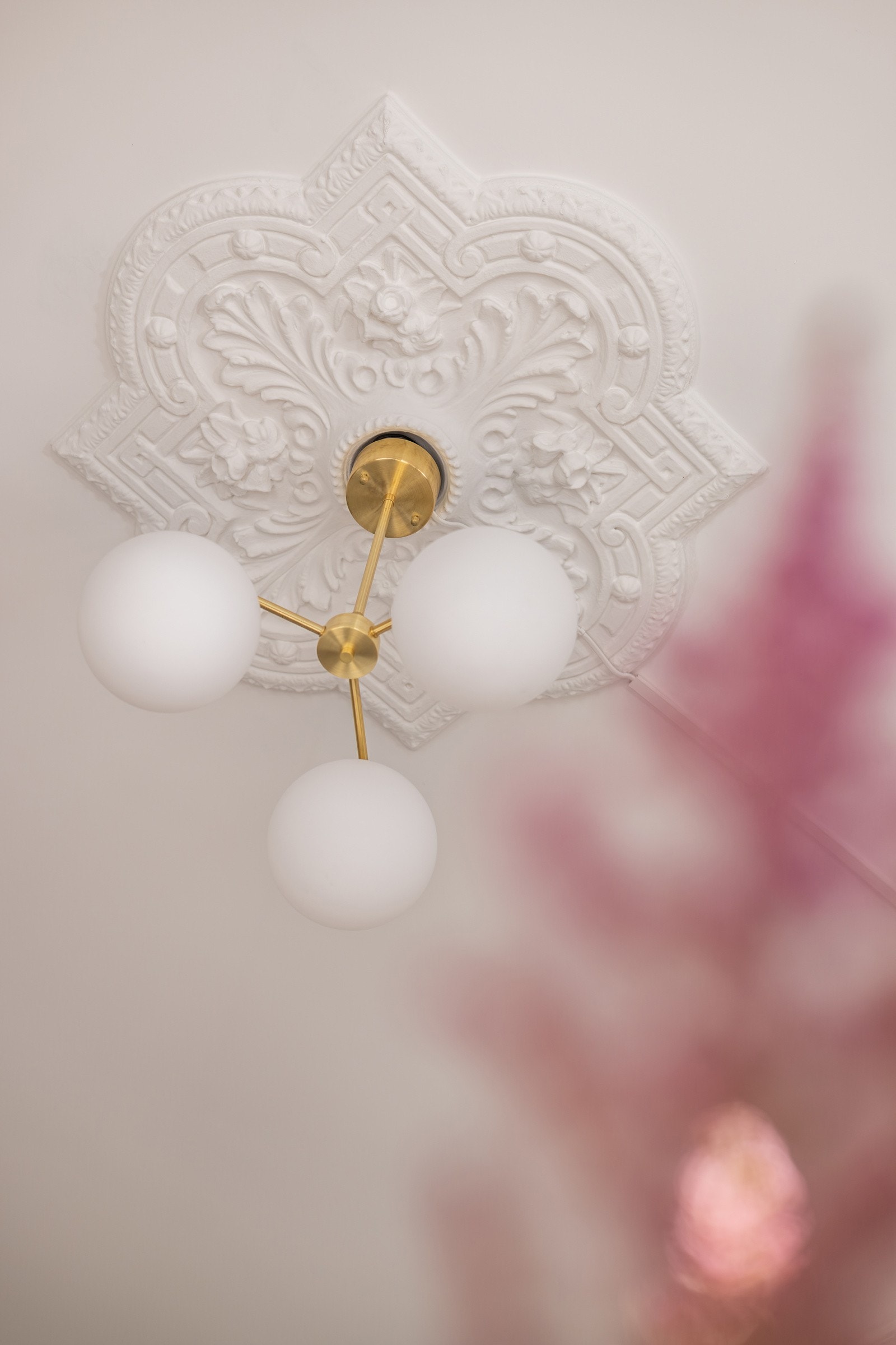 Vakker takrosett og stukkatur som gir en klassisk og elegant atmosfære Galleribilde