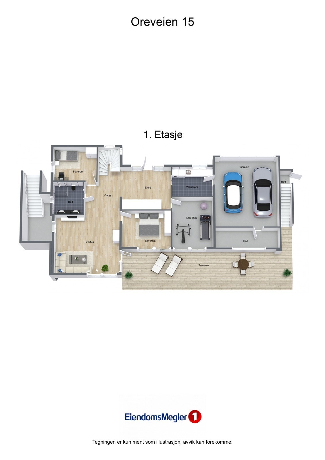 Illustrasjon 3D Oreveien 15 - 1. Etasje Galleribilde