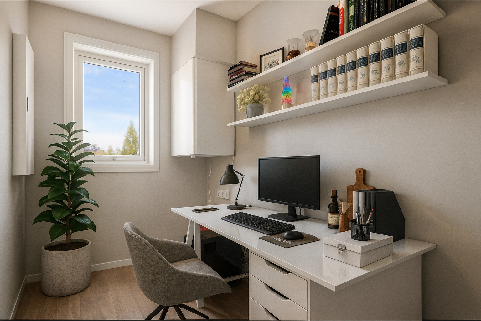 Teknisk rom/bod i 1. etasje. Bildet er digitalstylet. Galleribilde