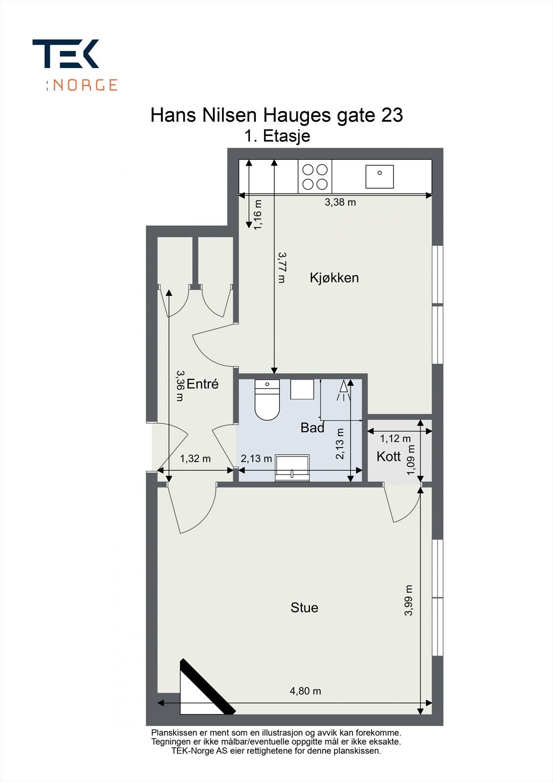 Floorplan letterhead - Hans Nilsen Hauges gate 23 - 1. Etasje - 2D Floor Plan.jpg Galleribilde