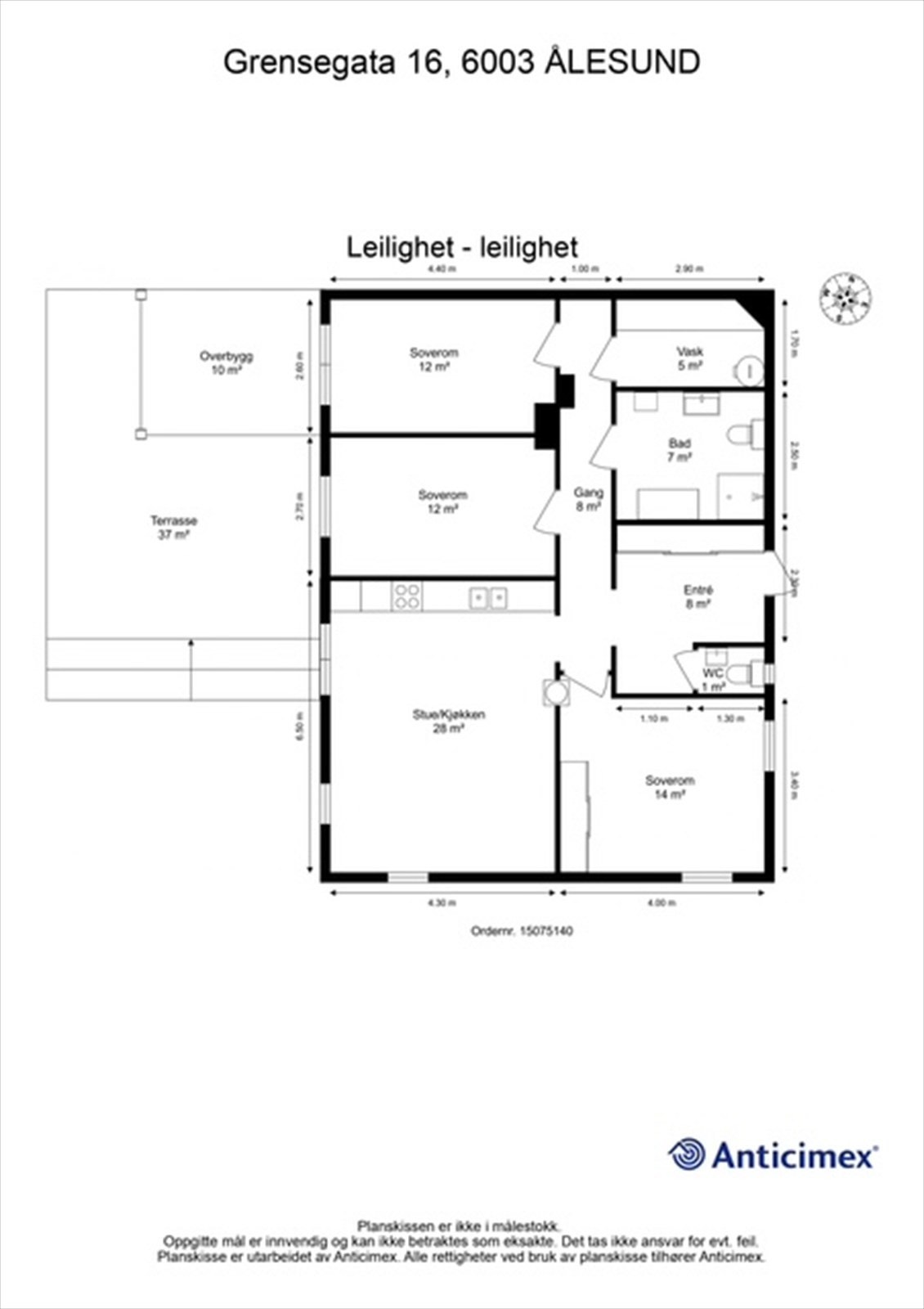Målsatt plantegning 1. etasje Galleribilde