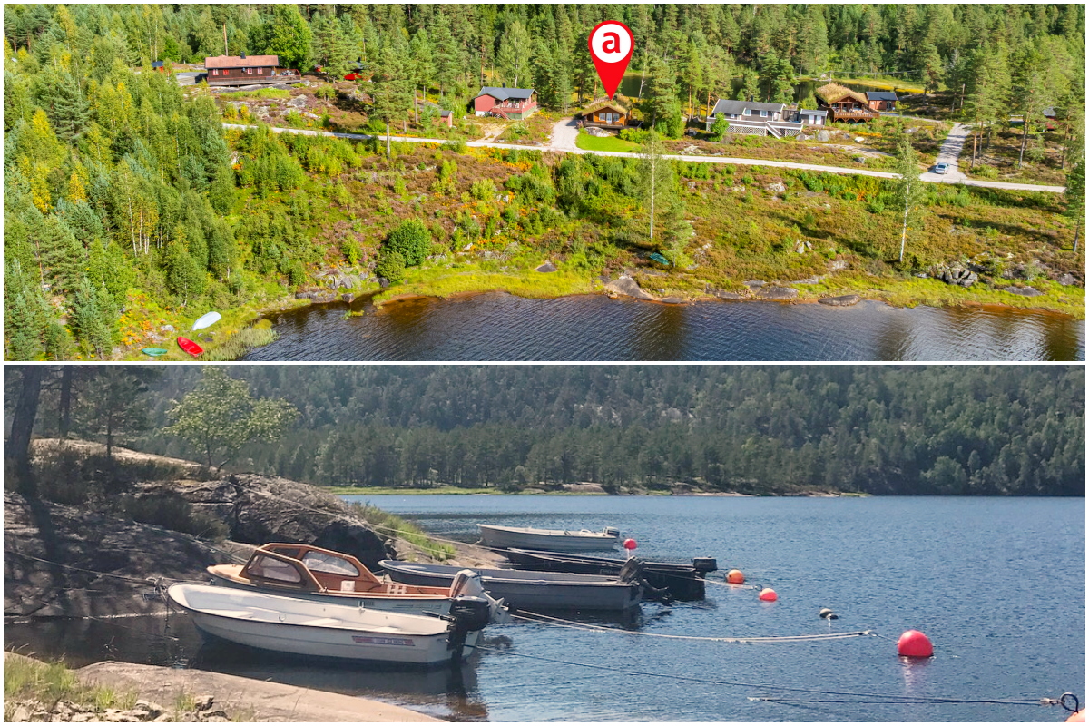 Det er felles båtplass og en båt av typen Pioner 12 (grønn) medfølger i salget Galleribilde