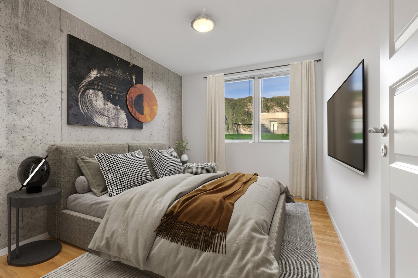 Romslig hovedsoverom. Digital styling. Galleribilde