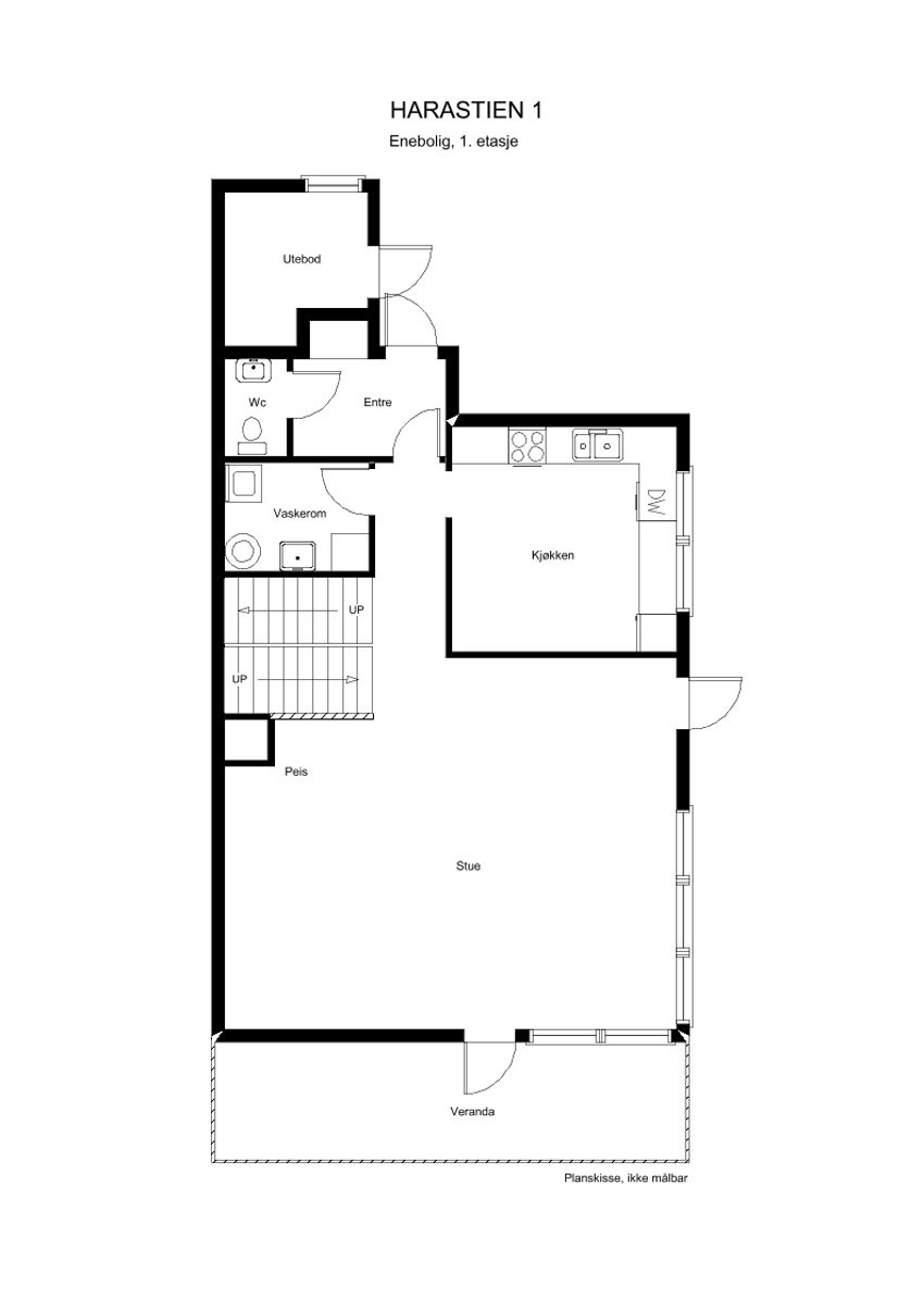 Plantegning Harastien 1, 1. etasje Galleribilde