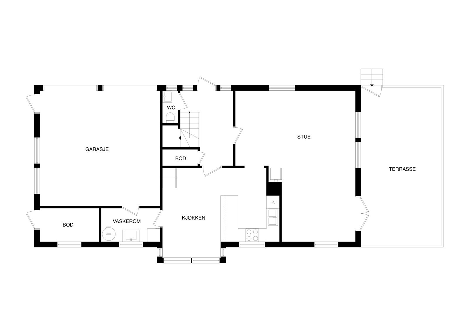 Plantegning 1 etasje. Galleribilde