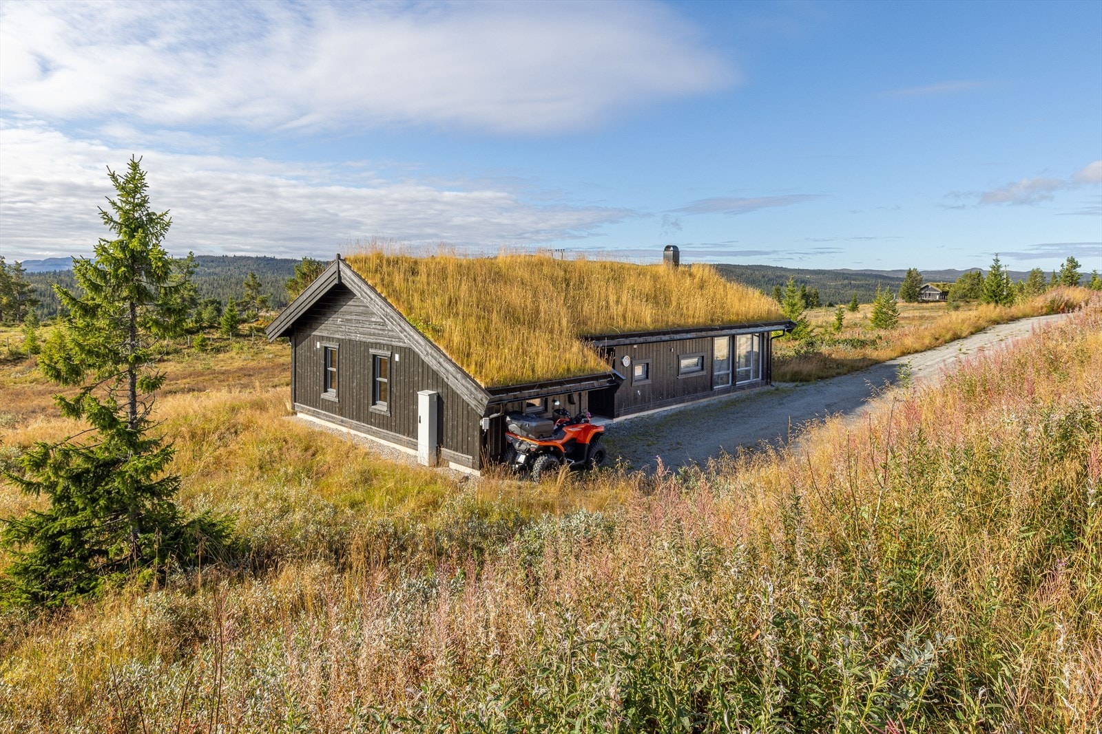 Tiltalende hytte satt opp av det lokale kvalitetsfirma Nes Hus- og hyttebygg - Her kan du sikre deg drømmehytta til en fornuftig pris Galleribilde