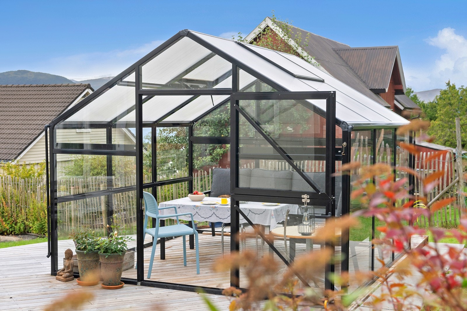 Drivhuset brukes i dag som utestue. Galleribilde