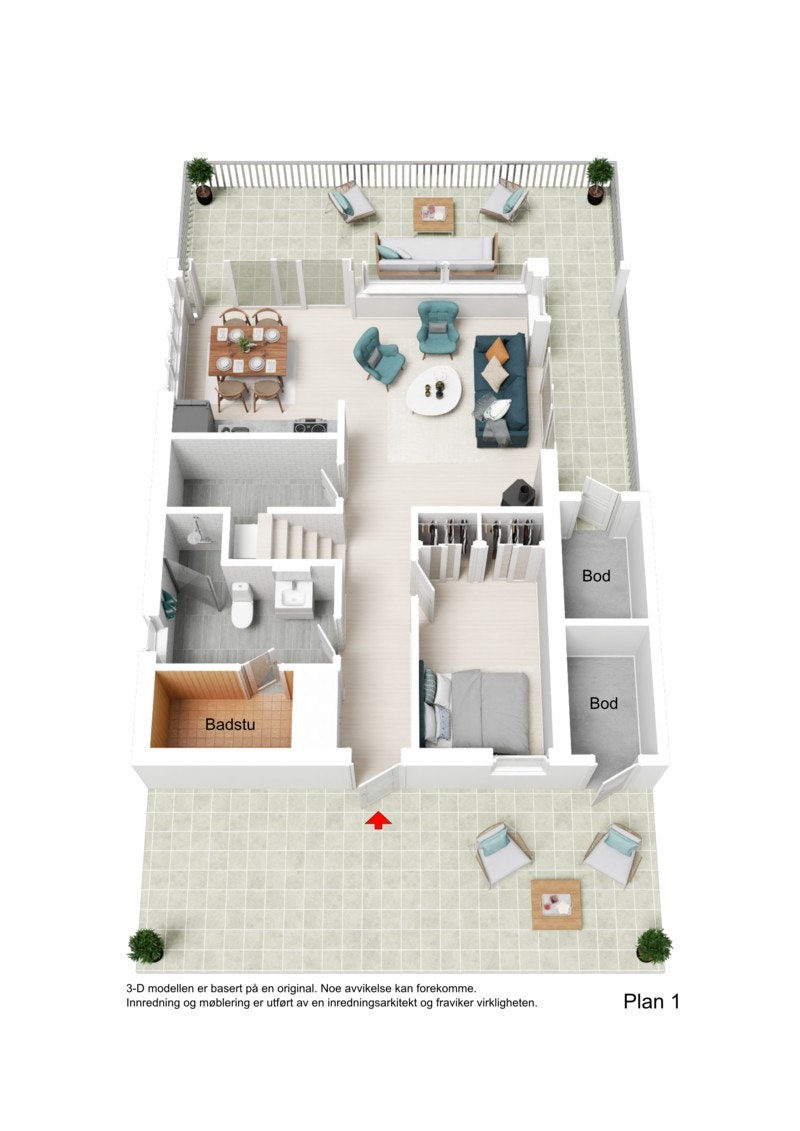 3D plantegning 1.etg. Galleribilde
