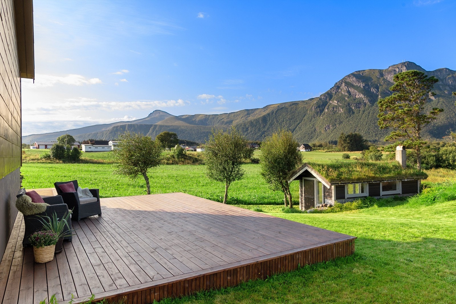 Uthus er oppført i hagen Galleribilde