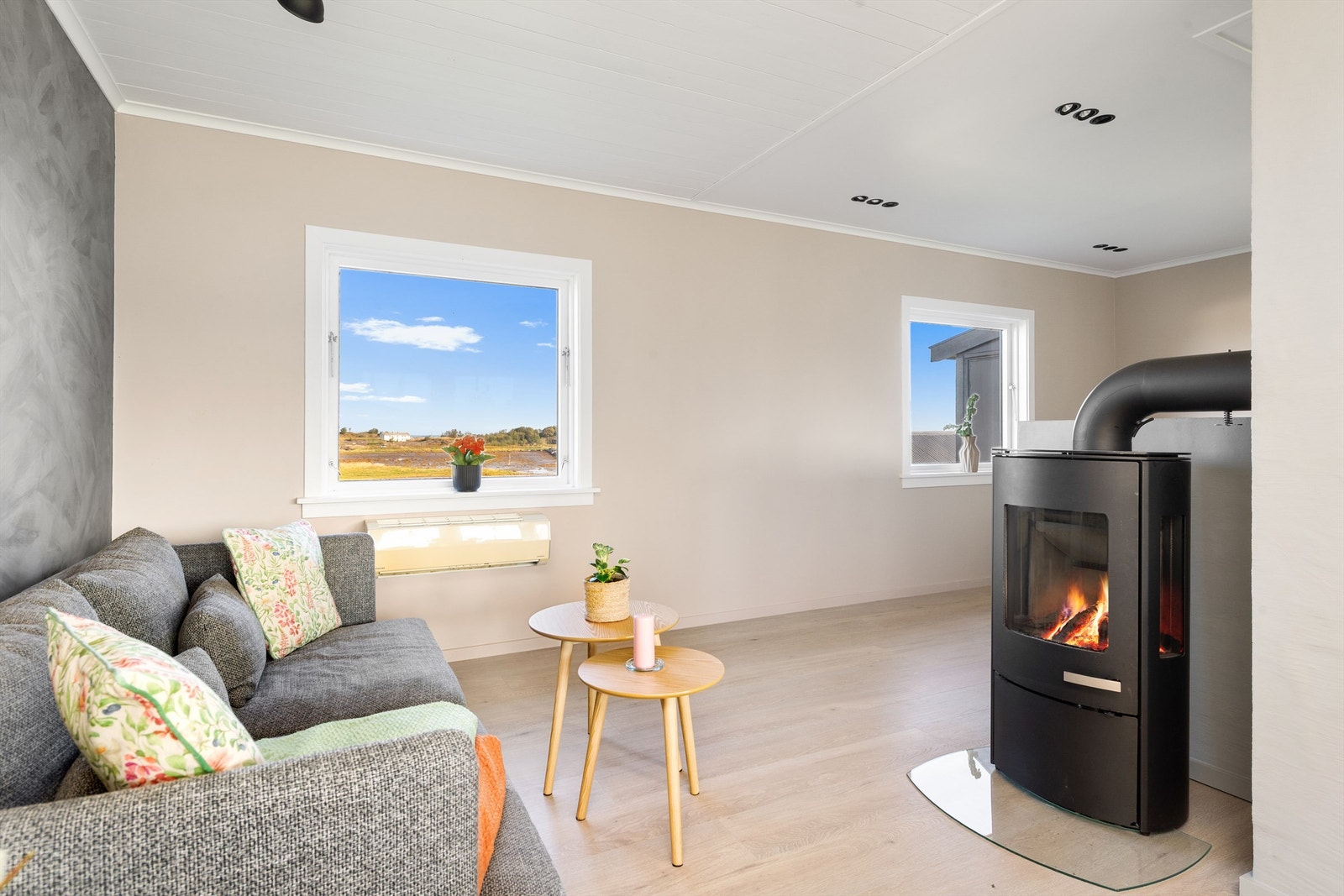 Det er også montert varmepumpe på stue Galleribilde