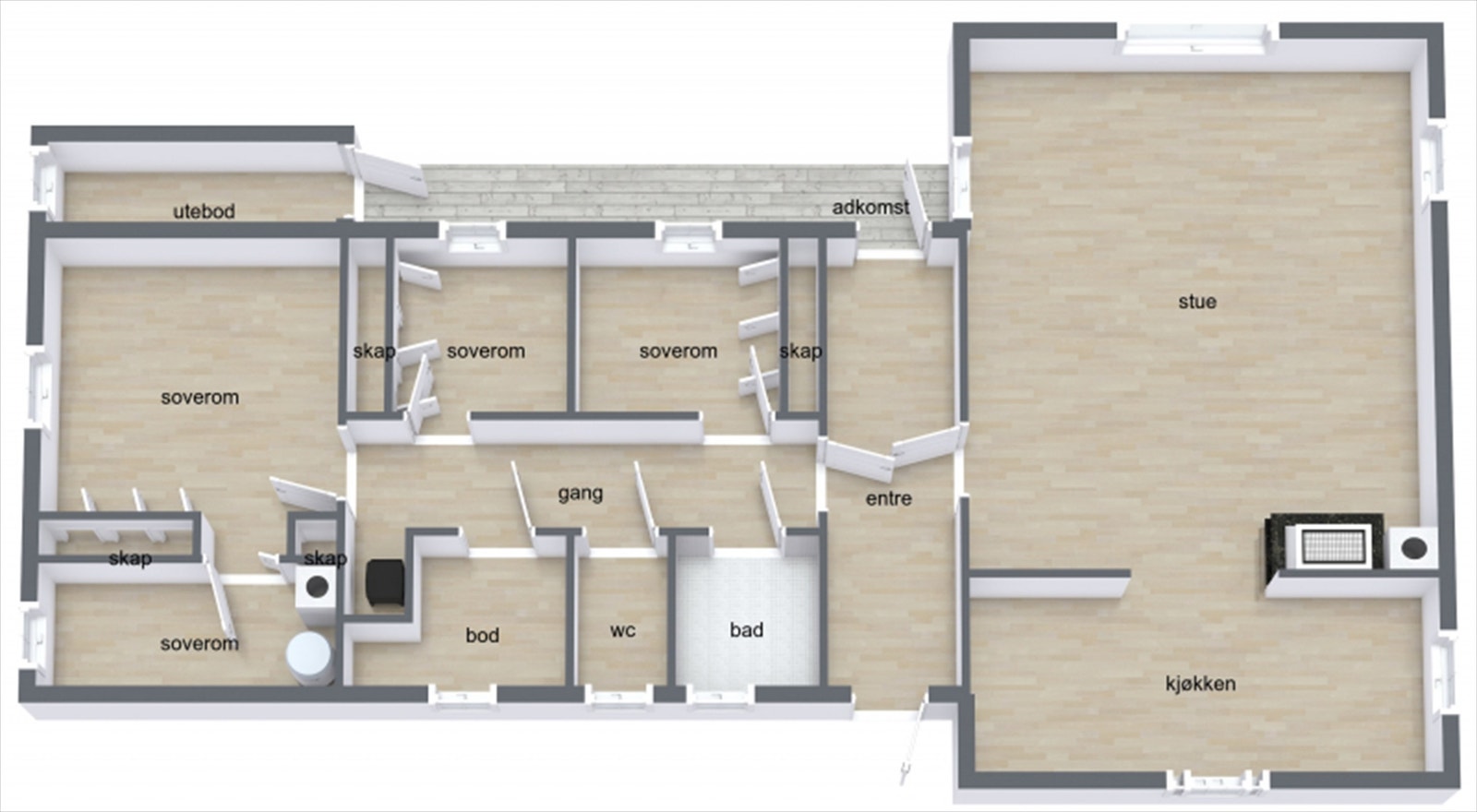 Plantegning hytta. Galleribilde