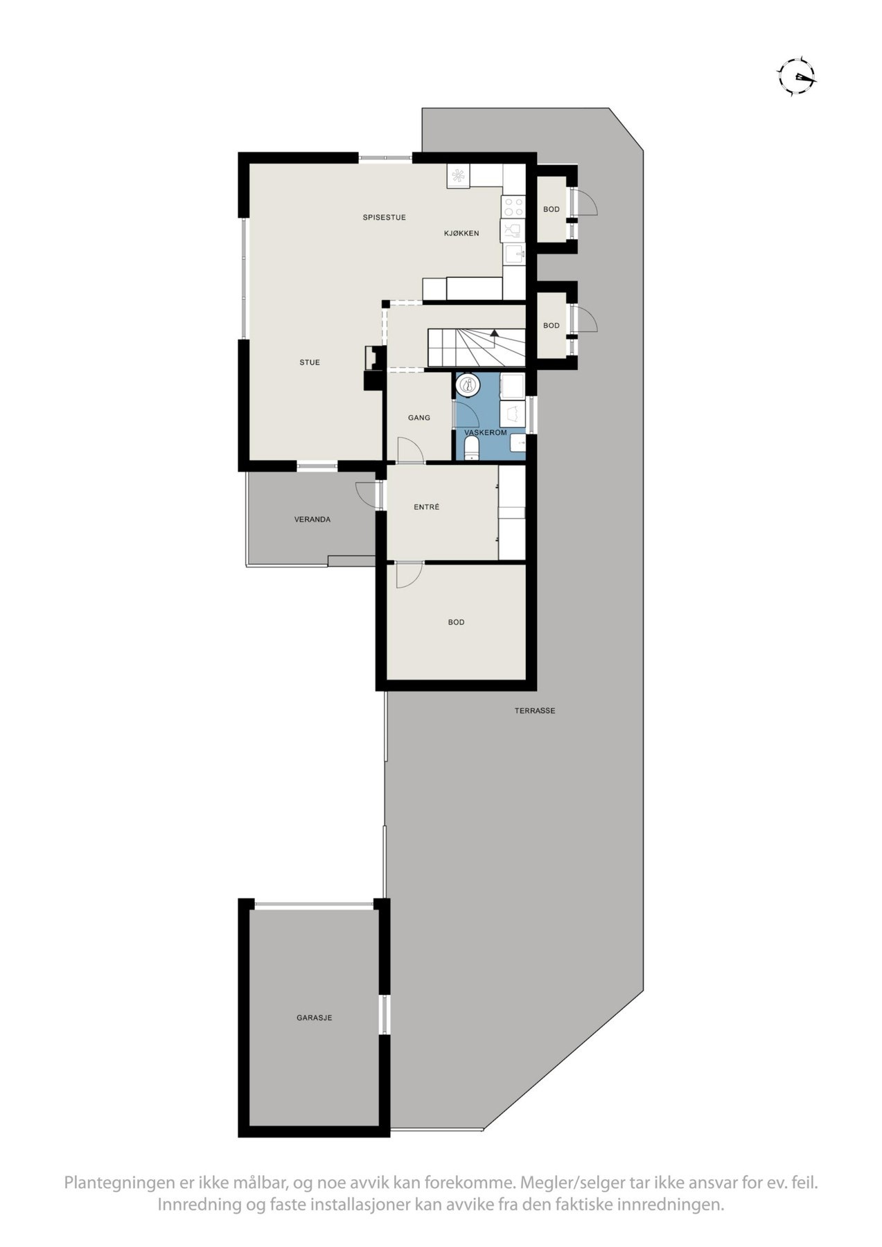 Plantegning av 1. etasje plattinger og garasje Galleribilde